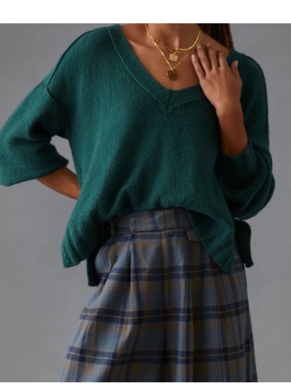 Anthropologie Pilcro Green V-Neck Sweater